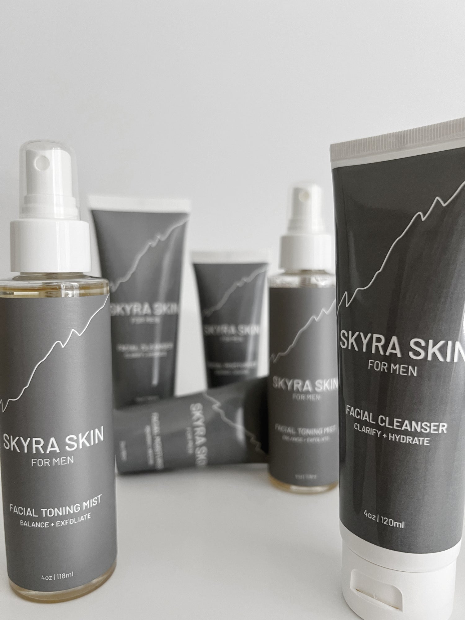 Men's grooming routine facial cleanser, toner, and moisturizer